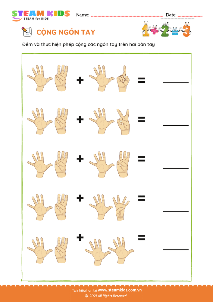 Bài tập Toán tư duy - Cộng ngón tay - B17