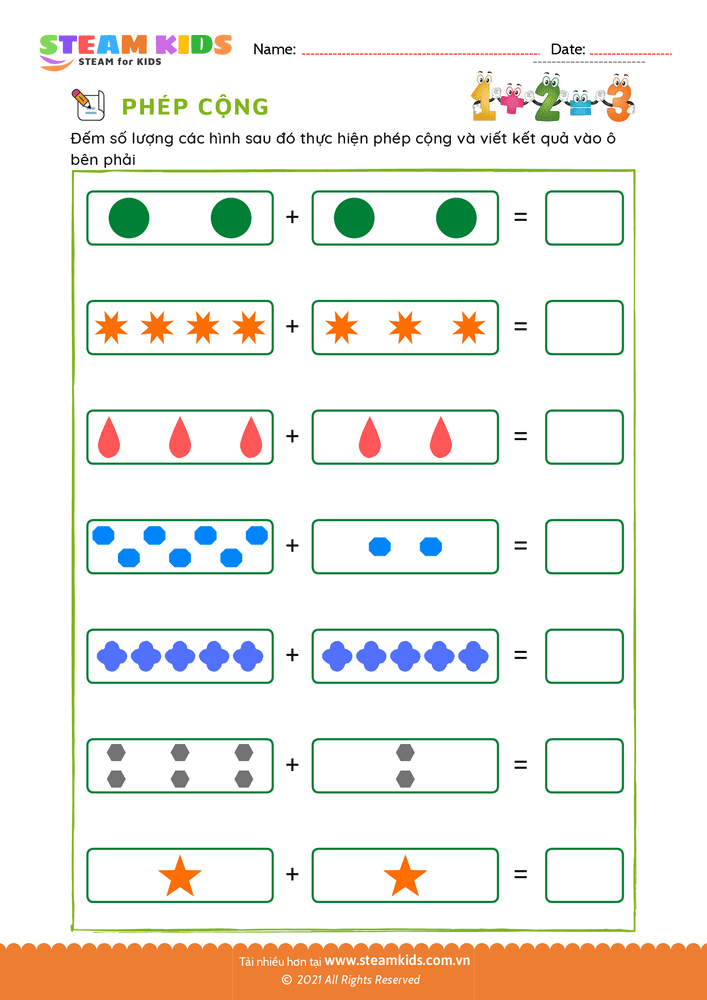 Bài tập Toán tư duy - Phép cộng các hình - B5
