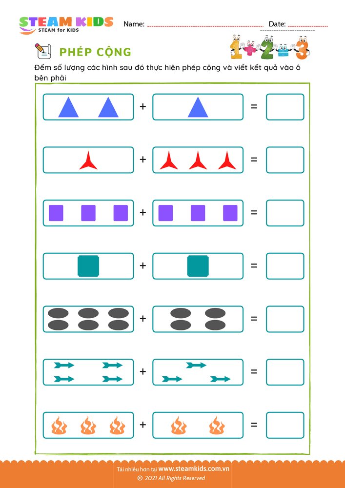 Bài tập Toán tư duy - Phép cộng các hình - B7