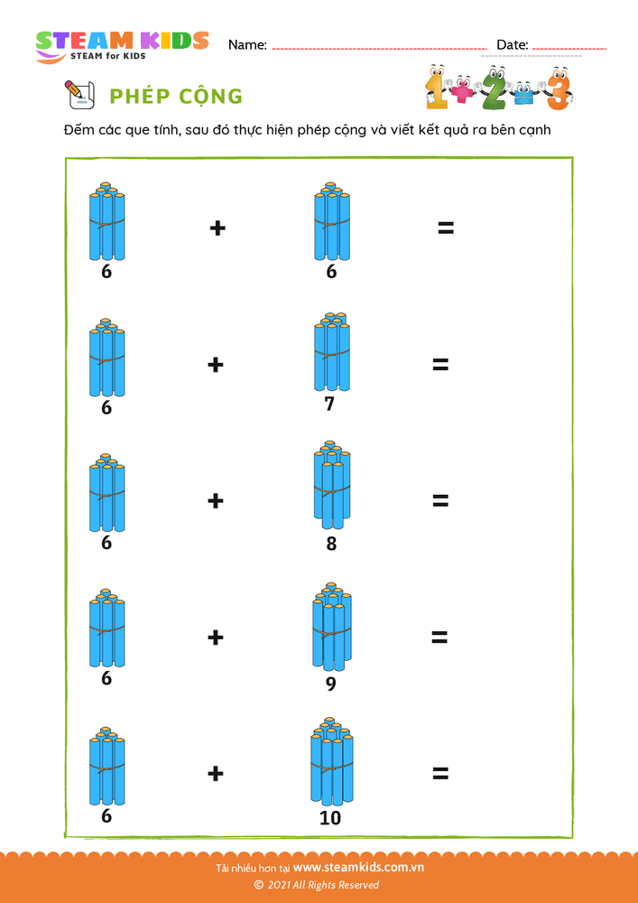 Bài tập Toán tư duy - Cộng với que tính - B25