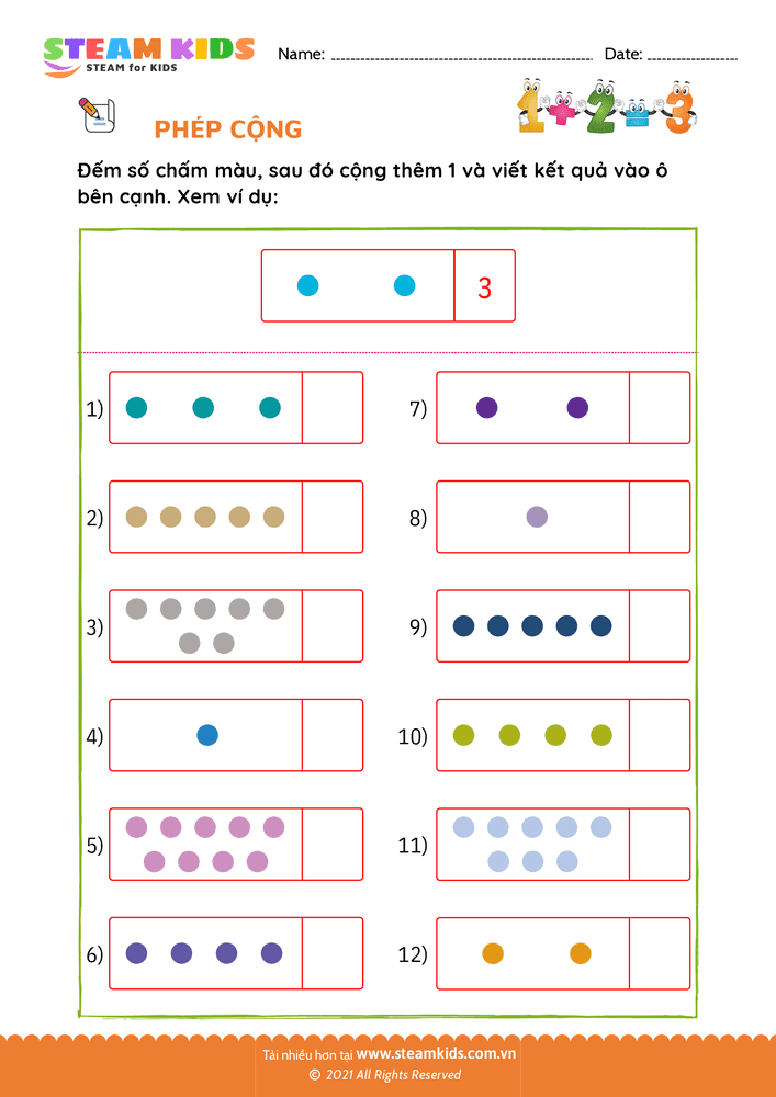 Bài tập Toán tư duy - Cộng thêm một - B1