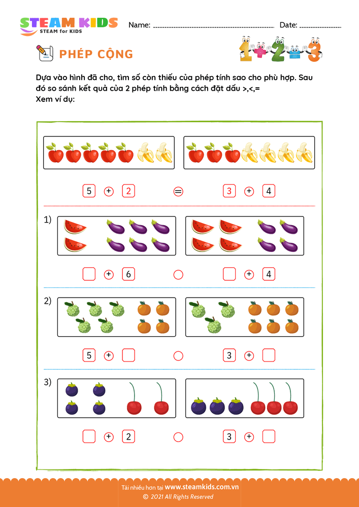 Bài tập Toán tư duy - Tìm số còn thiếu - B1