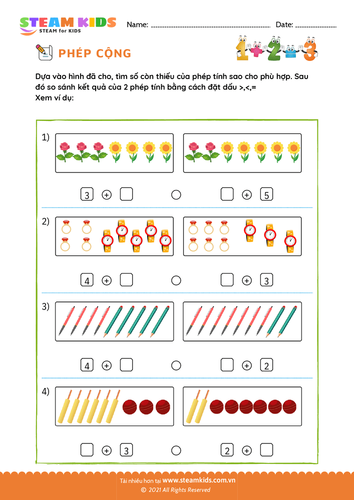 Bài tập Toán tư duy - Tìm số còn thiếu - B3