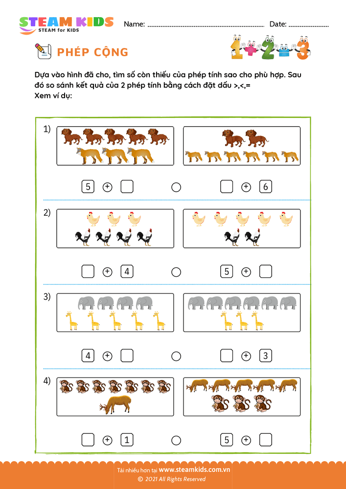 Bài tập Toán tư duy - Tìm số còn thiếu - B5