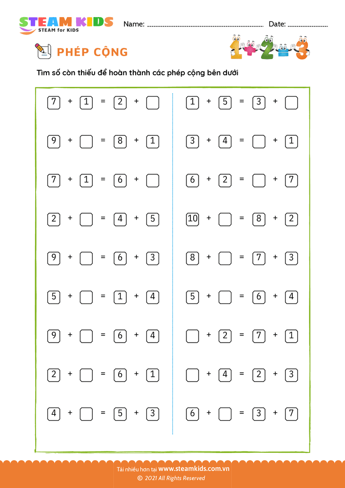 Bài tập Toán tư duy - Tìm số còn thiếu - B15