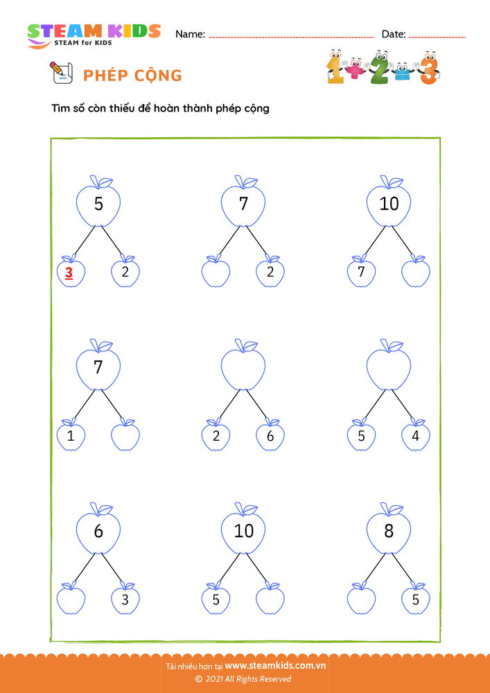 Bài tập Toán tư duy - Điền số còn thiếu - B1