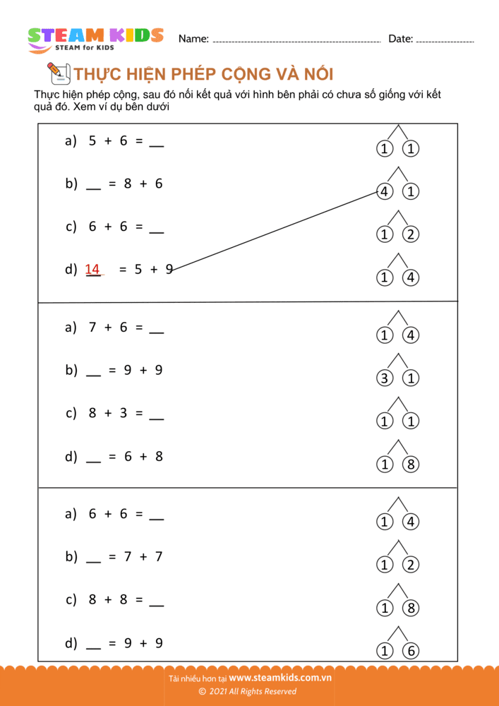 Bài tập Toán tư duy - Cộng và nối - B13
