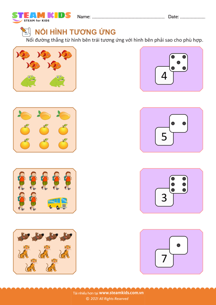 Bài tập Toán tư duy - Nối hình tương ứng - B7