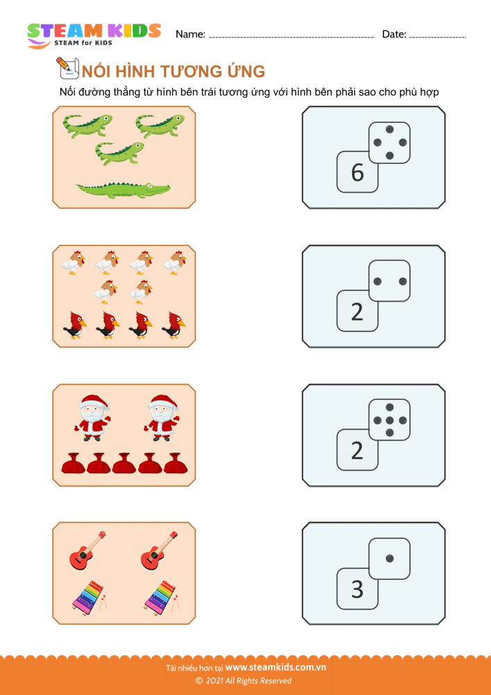 Bài tập Toán tư duy - Nối hình tương ứng - B19