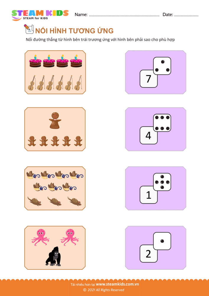 Bài tập Toán tư duy - Nối hình tương ứng - B22