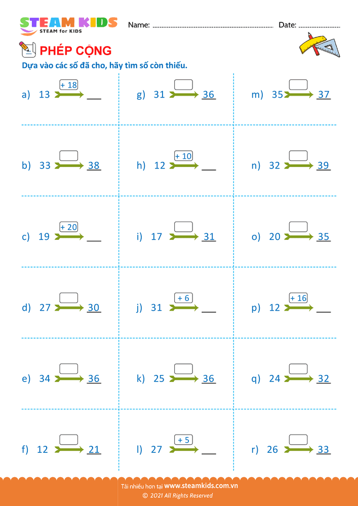 Bài tập Toán tư duy - Tìm số còn thiếu - B59