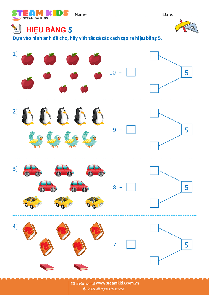 Bài tập Toán tư duy - Tìm hiệu của phép trừ - B23