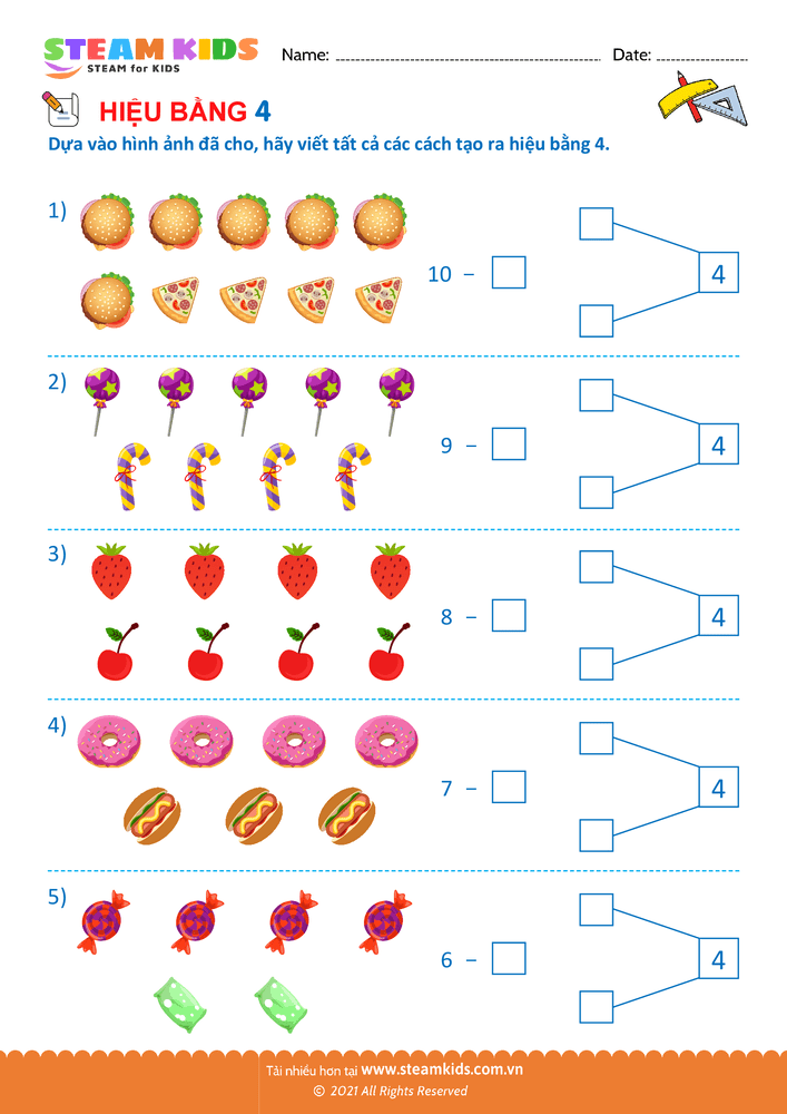 Bài tập Toán tư duy - Tìm hiệu của phép trừ - B25