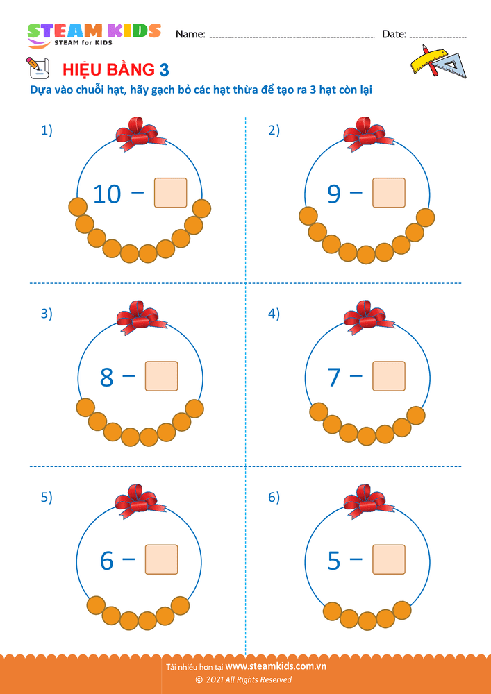 Bài tập Toán tư duy - Tìm hiệu của phép trừ - B31