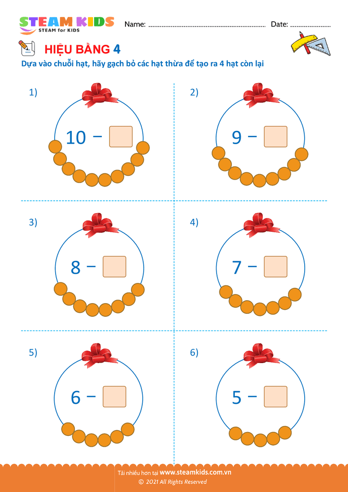 Bài tập Toán tư duy - Tìm hiệu của phép trừ - B35