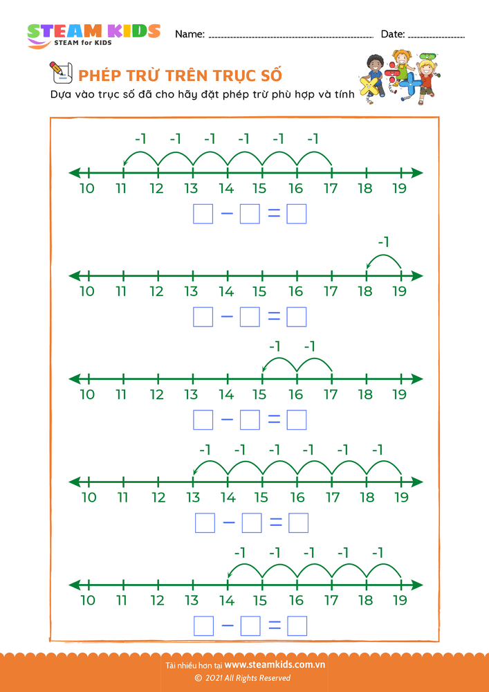 Bài tập Toán tư duy - Phép trừ trên trục số - B5