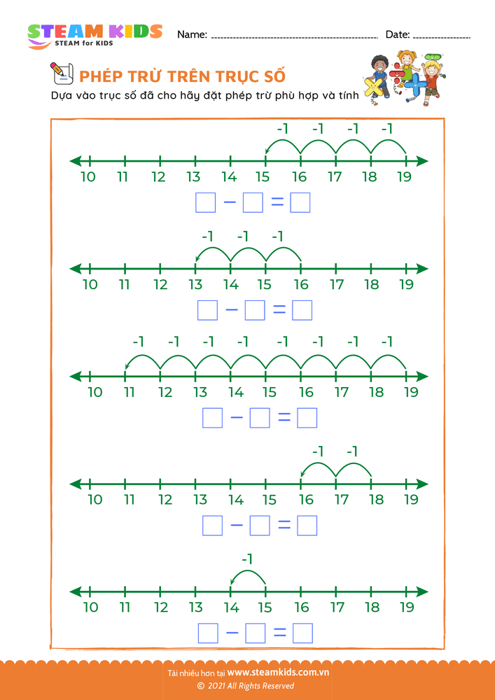 Bài tập Toán tư duy - Phép trừ trên trục số - B9