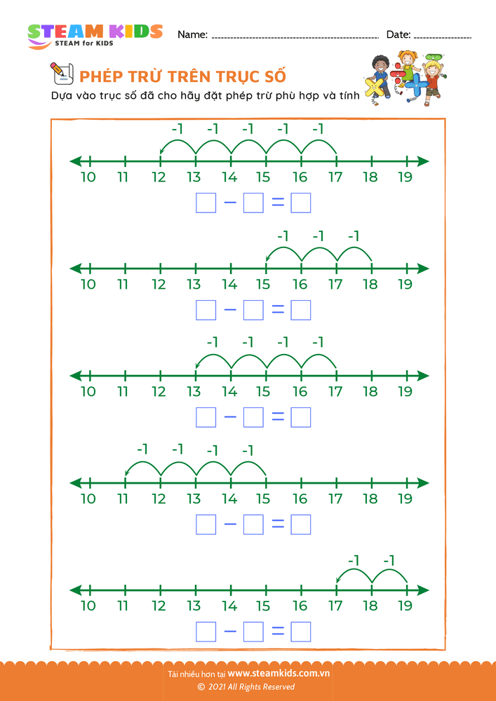 Bài tập Toán tư duy - Phép trừ trên trục số - B13