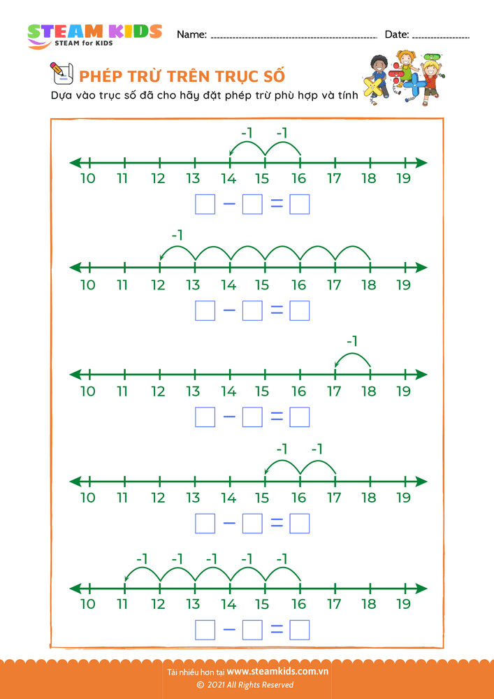 Bài tập Toán tư duy - Phép trừ trên trục số - B17
