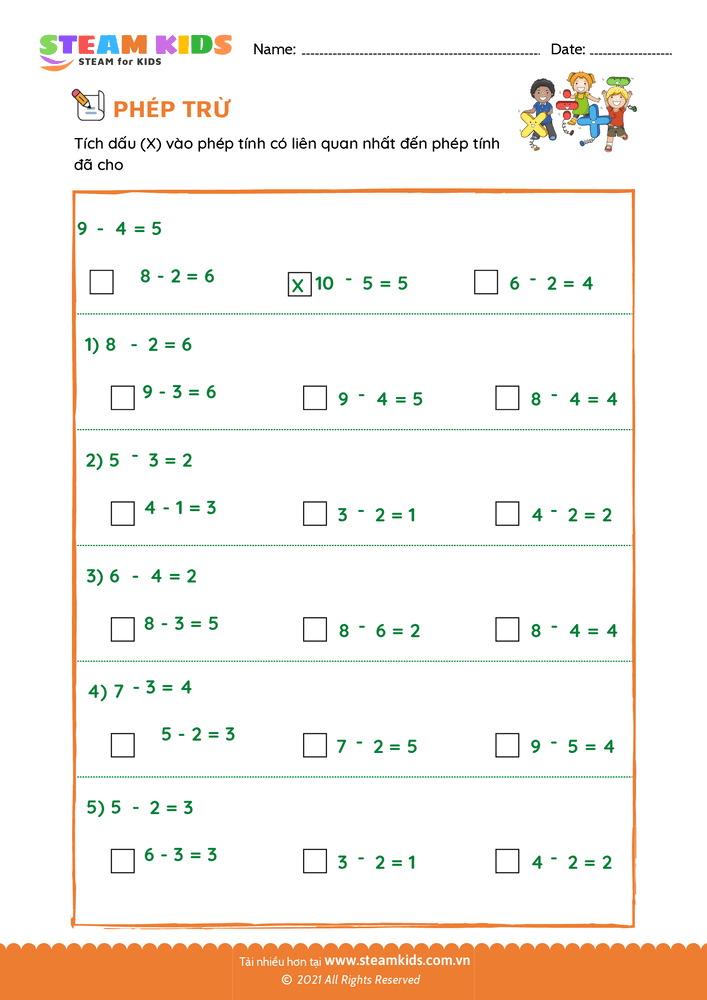 Bài tập Toán tư duy - Phép trừ liên quan - B1