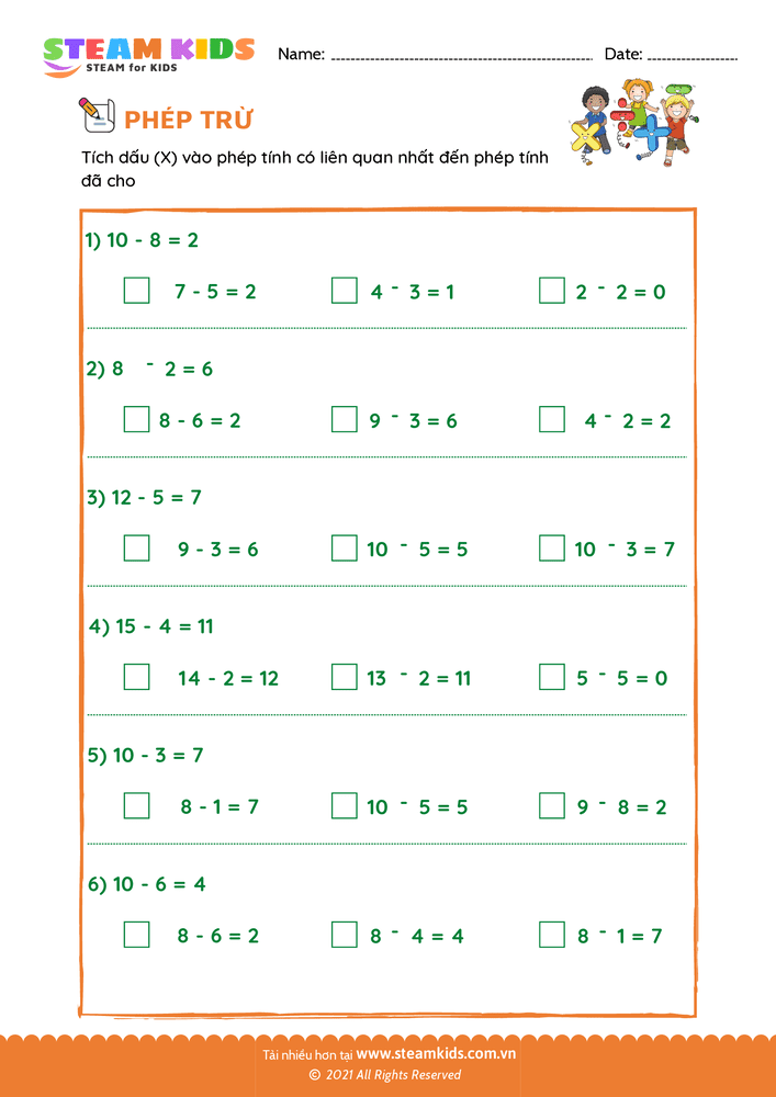 Bài tập Toán tư duy - Phép trừ liên quan - B13