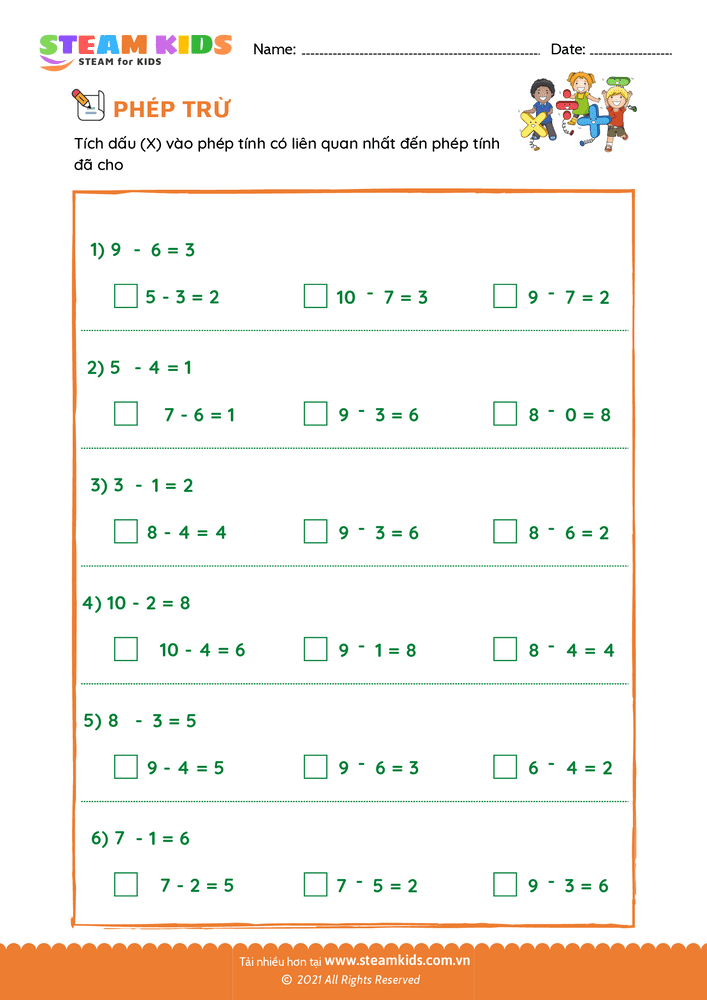 Bài tập Toán tư duy - Phép trừ liên quan - B15
