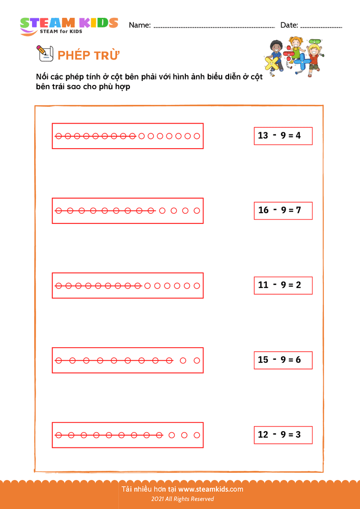 Bài tập Toán tư duy - Trừ và nối - B17