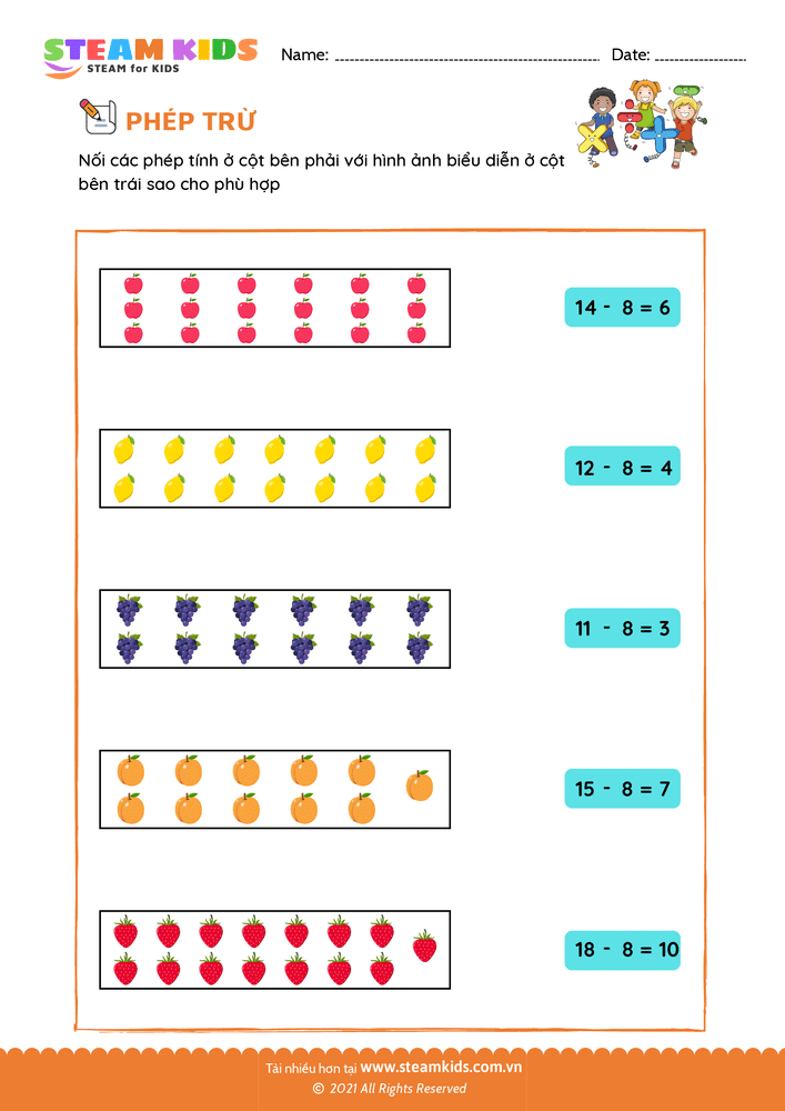 Bài tập Toán tư duy - Trừ và nối - B29
