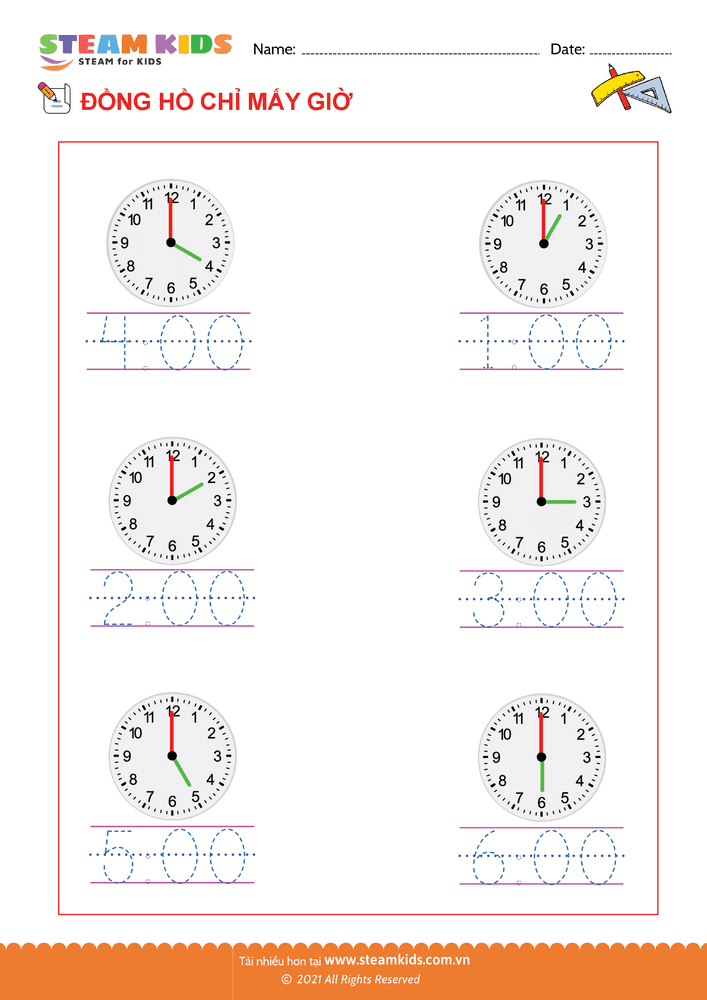 Bài tập Toán tư duy - Chọn giờ đúng - B3