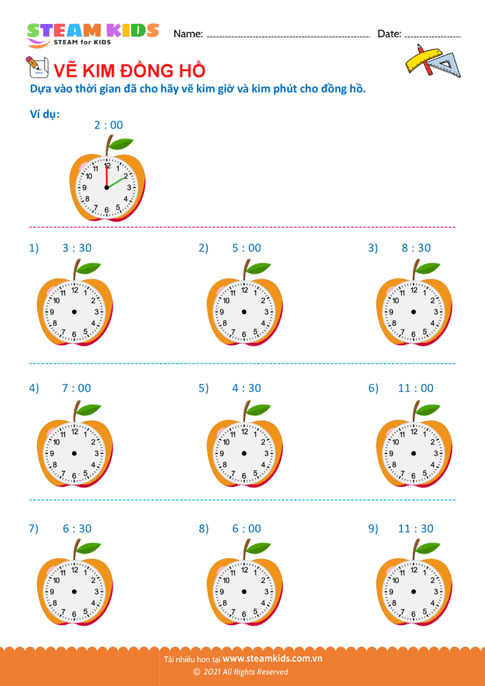 Bài tập Toán tư duy - Vẽ kim đồng hồ - B1