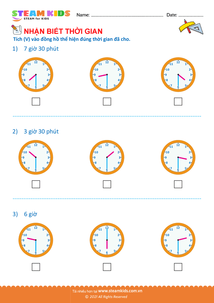 Bài tập Toán tư duy - Nhận biết thời gian - B19