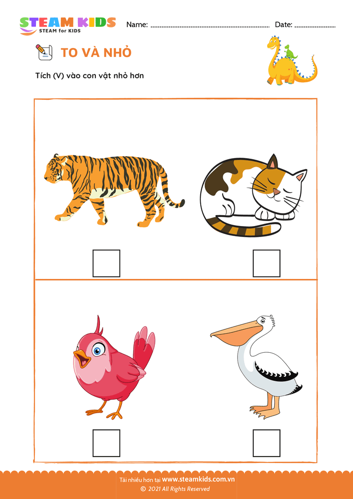 Bài tập Toán tư duy - So sánh To - Nhỏ - B14