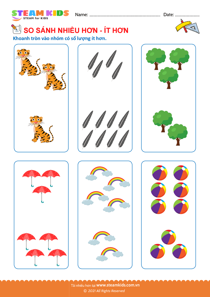 Bài tập Toán tư duy - So sánh Nhiều - Ít - B10
