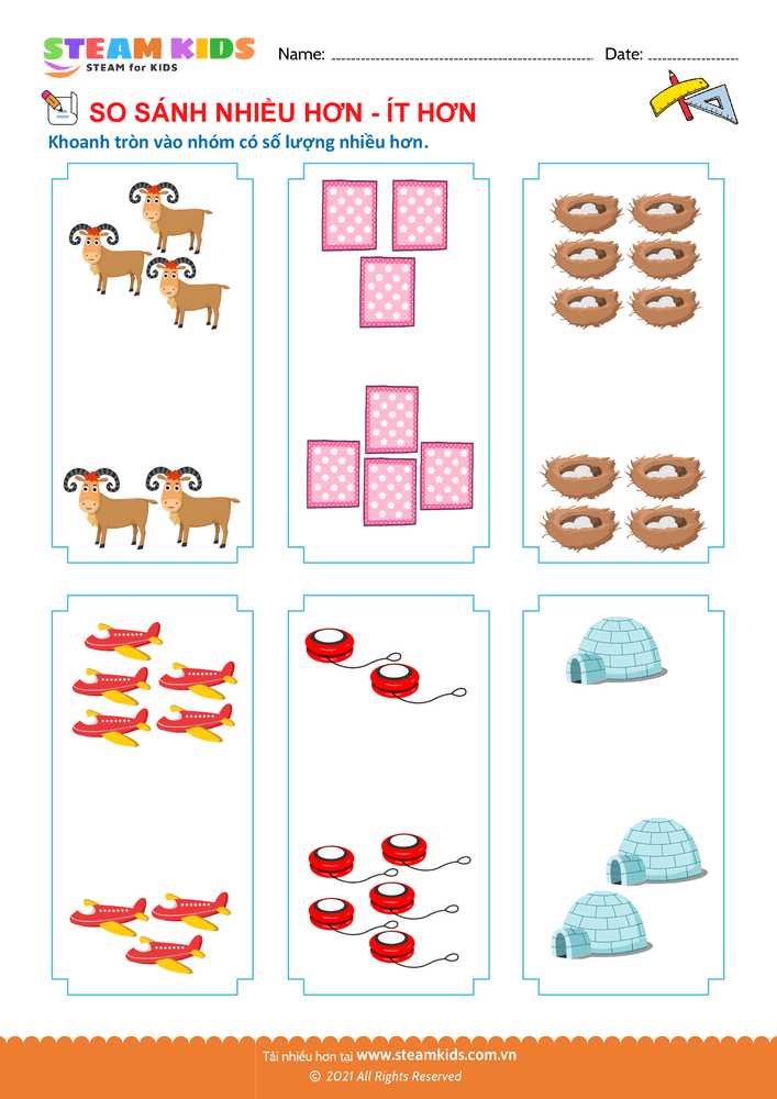 Bài tập Toán tư duy - So sánh Nhiều - Ít - B18