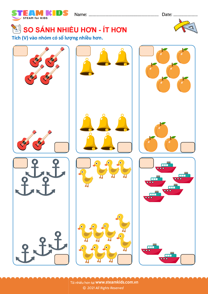 Bài tập Toán tư duy - So sánh Nhiều - Ít - B9