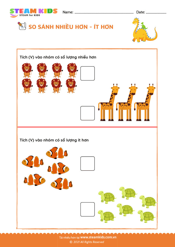 Bài tập Toán tư duy - So sánh Nhiều - Ít - B26