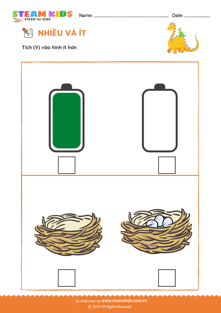 Bài tập Toán tư duy - So sánh Nhiều - Ít - B17