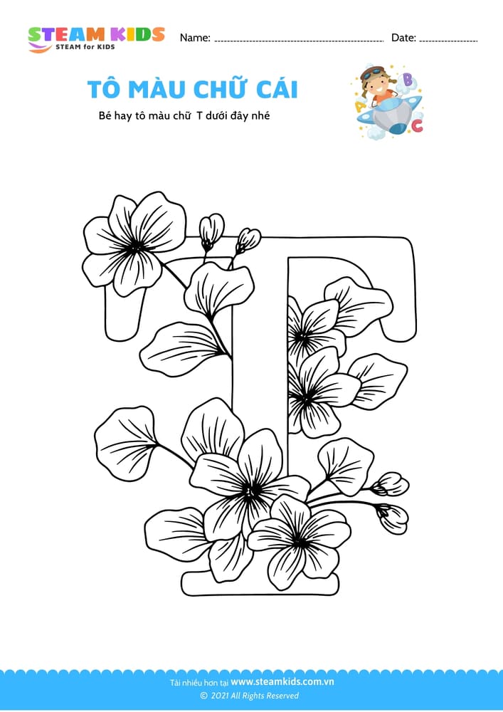 Tô màu chữ T Tô màu theo chủ đề Chữ cái