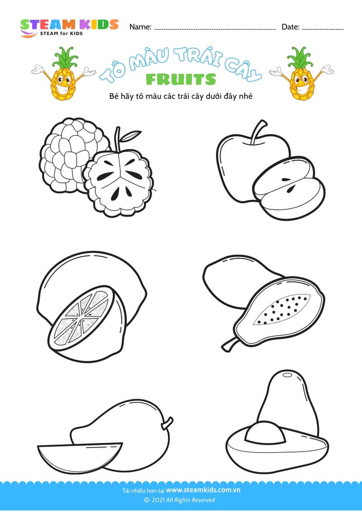 Tô màu trái cây - B14 Tô màu theo chủ đề Rau củ quả