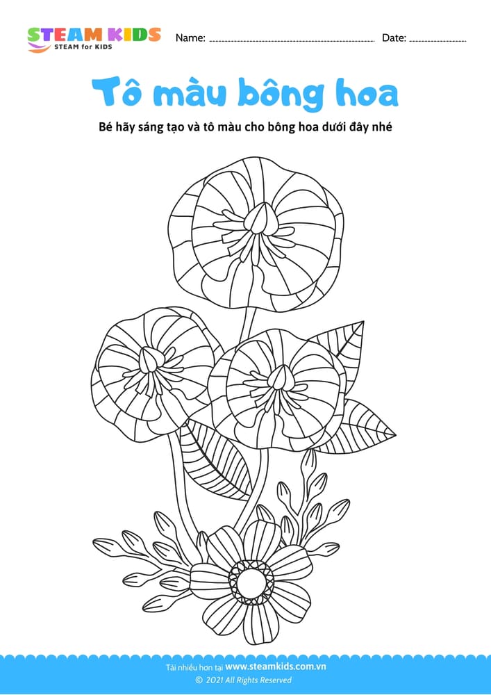 Tô màu bông hoa - B5 Tô màu theo chủ đề Hoa