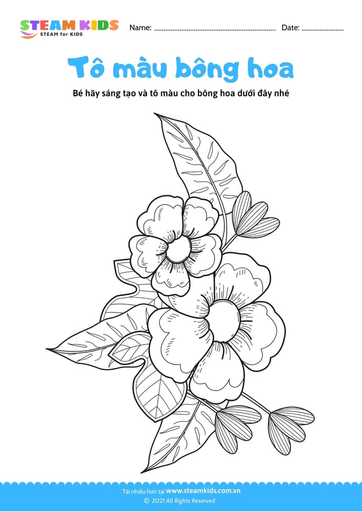 Tô màu bông hoa - B5 Tô màu theo chủ đề Hoa