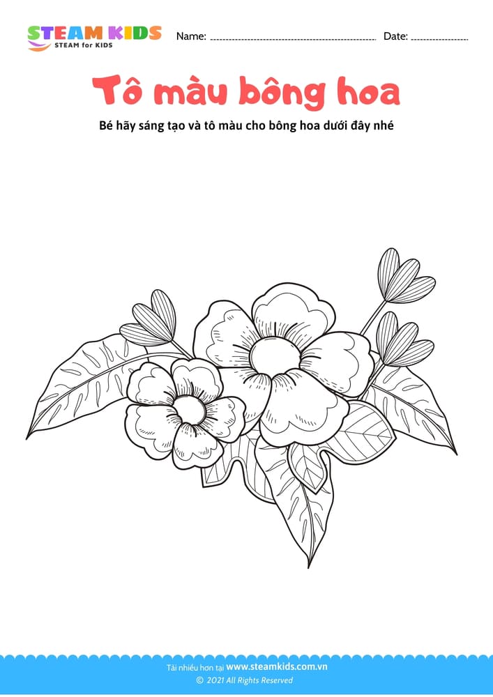 Tô màu bông hoa - B5 Tô màu theo chủ đề Hoa