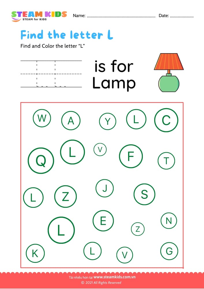 Find and Color letter V