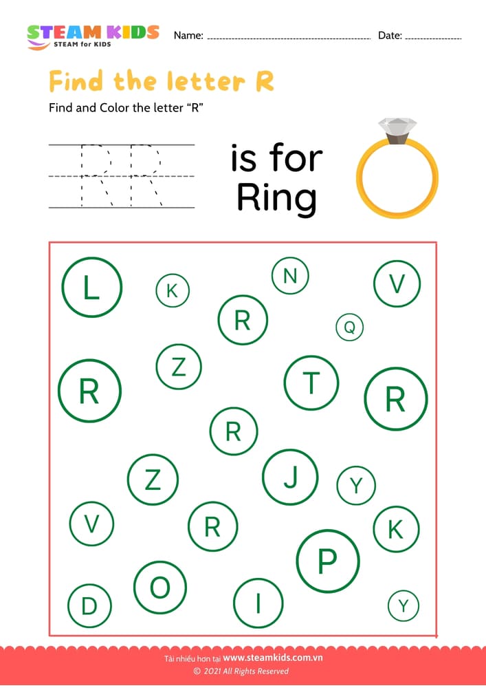Find and Color letter V