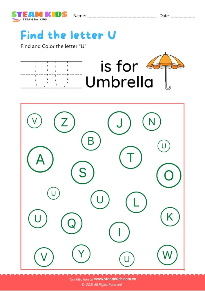 Find and Color letter V