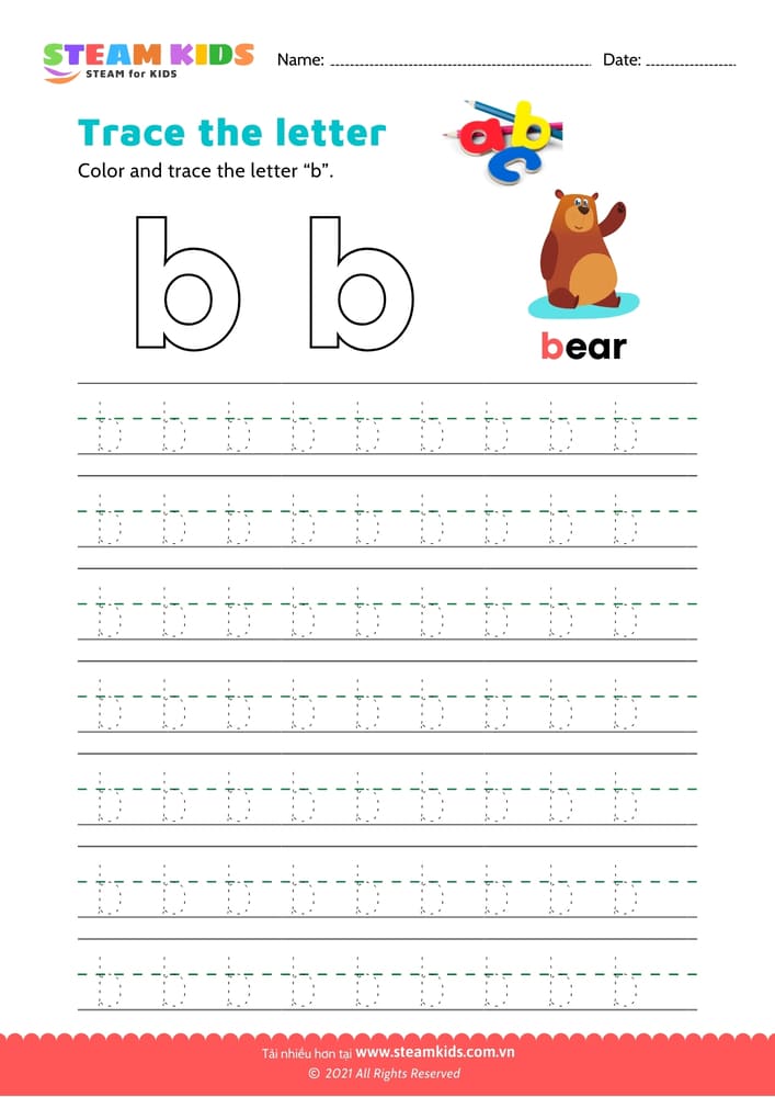Write lowercase letter "b"
