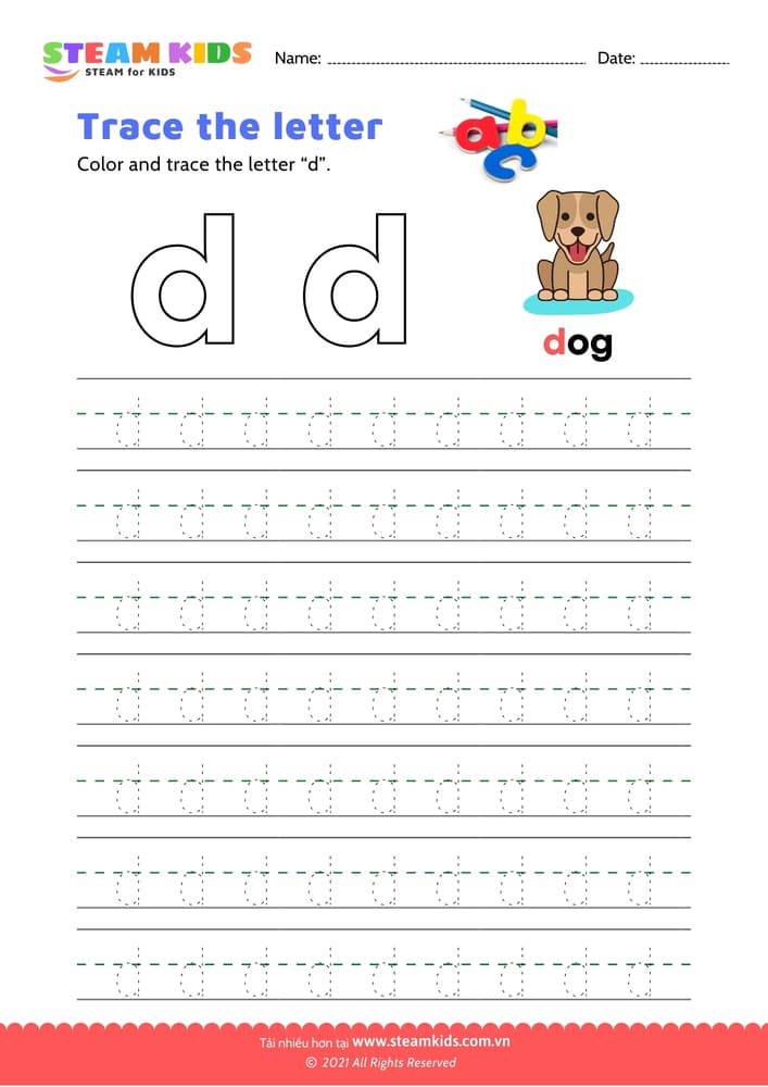 Write lowercase letter "d"