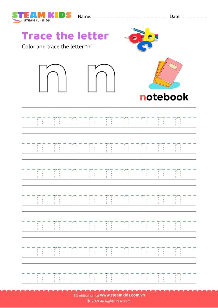 Write lowercase letter "n"