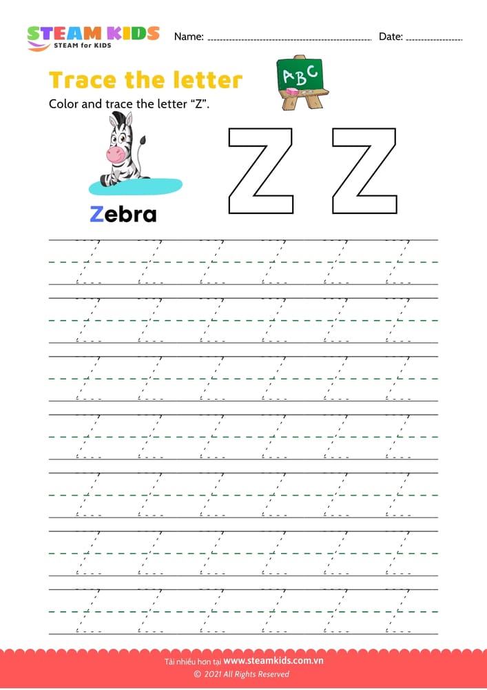Write uppercase letter "Z"