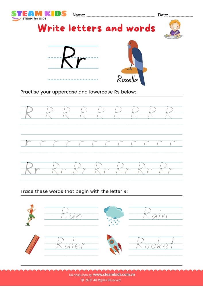 Write letters and words - Z/z